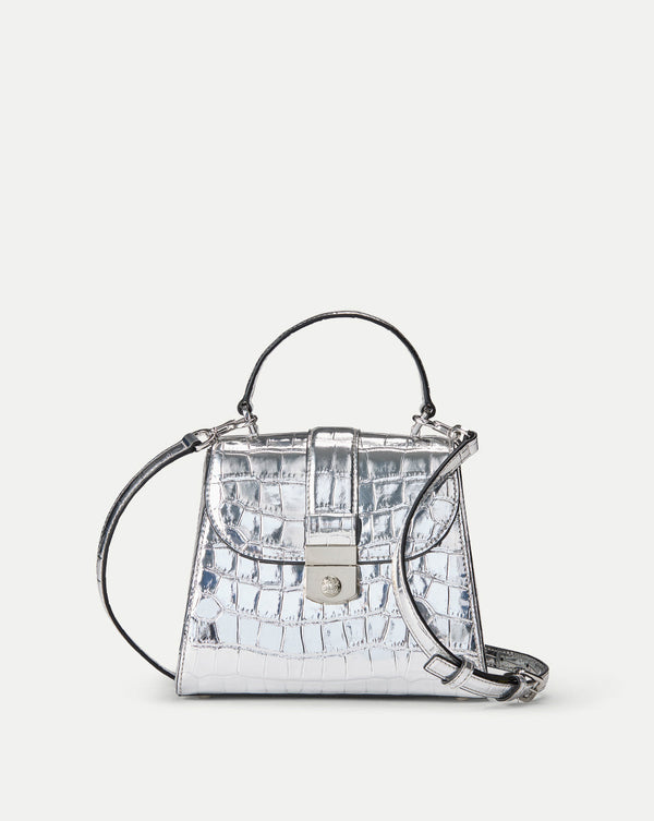 Croc-Embossed Crest Lock Bag