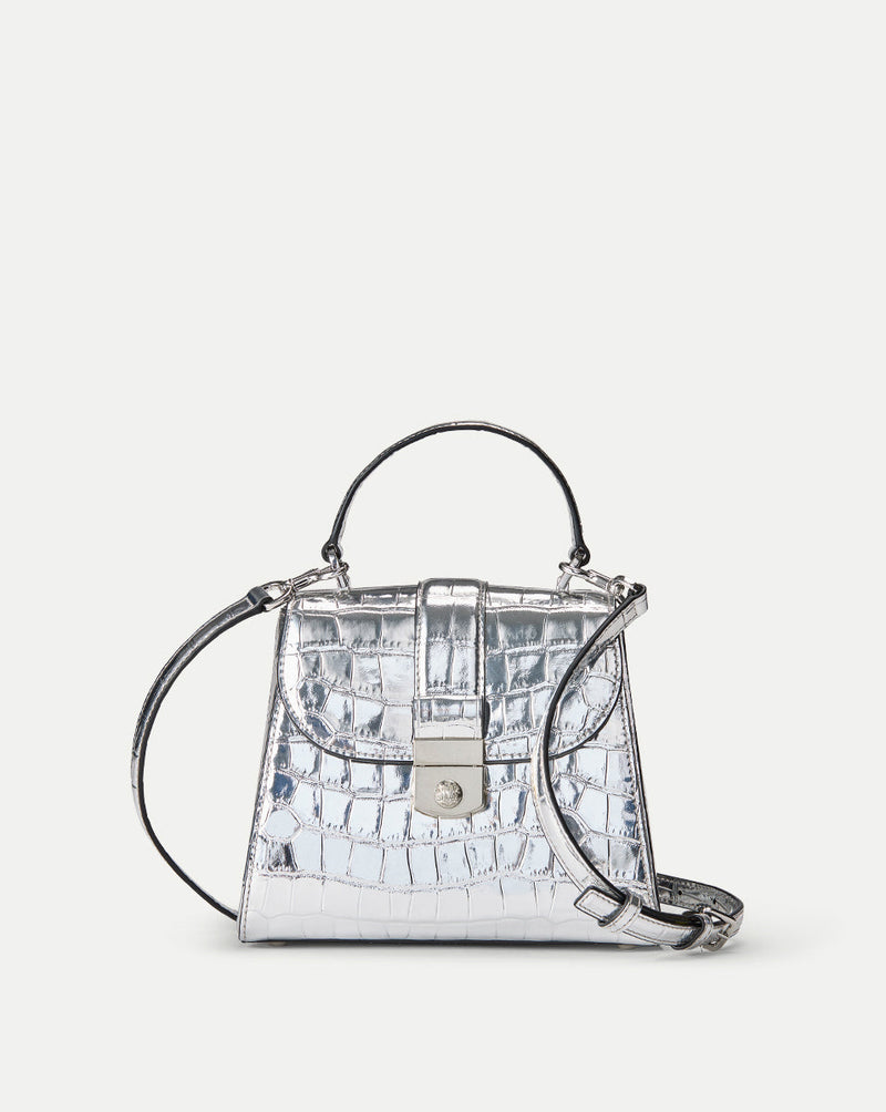 Croc-Embossed Crest Lock Bag