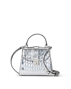 Croc-Embossed Crest Lock Bag