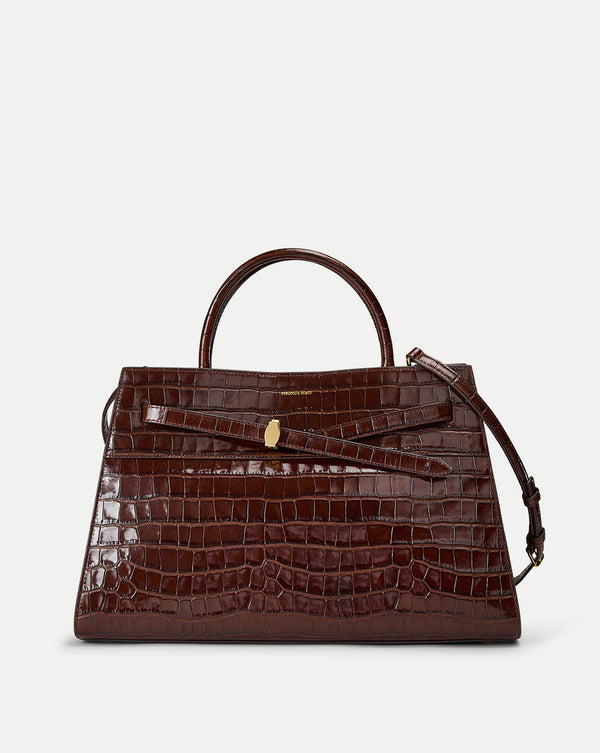 Large Veronica Beard Croc-Embossed Dash Bag
