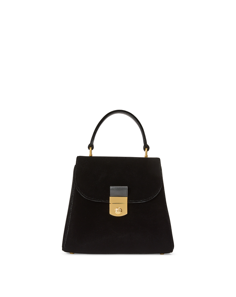 Crest Lock Velvet Top Handle Bag