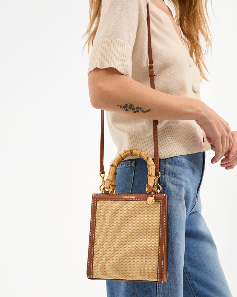 Raffia Bamboo-Handle Shopper Bag