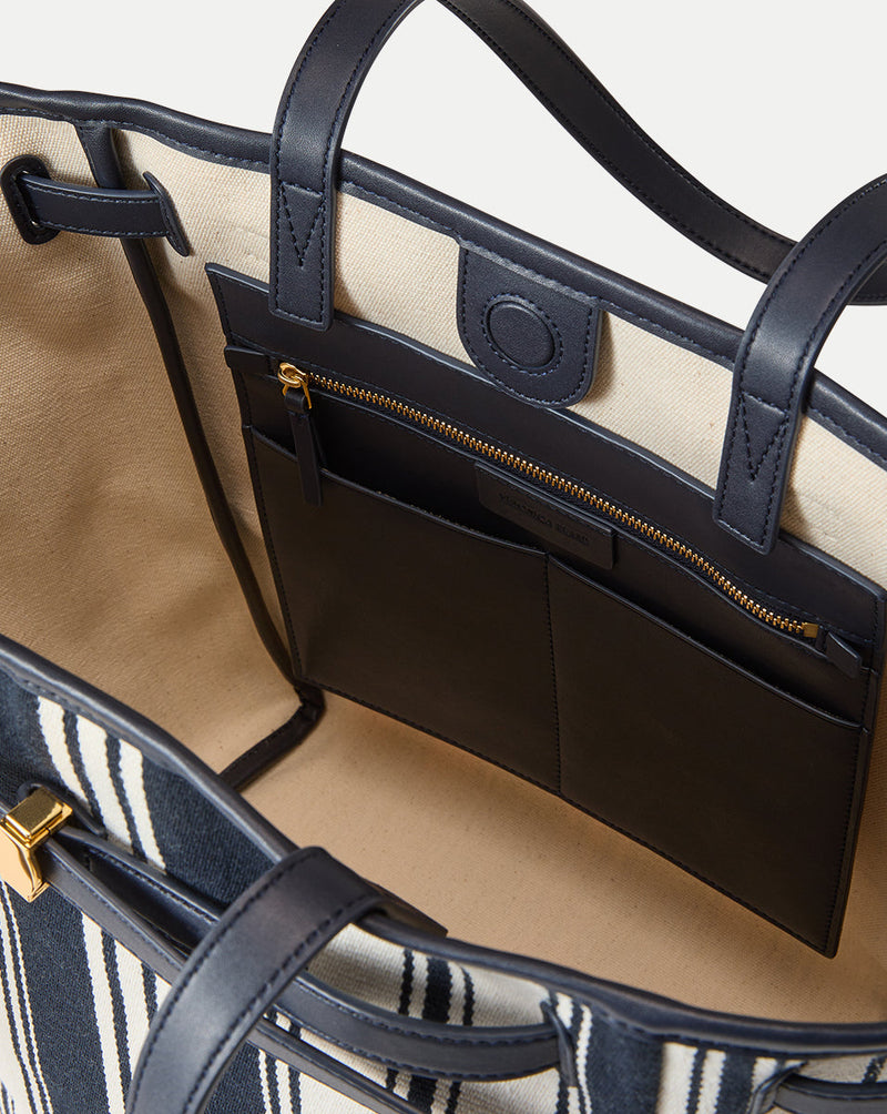 Veronica Beard Striped Canvas Dash Tote