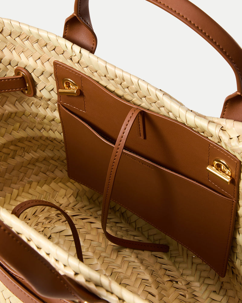 Veronica Beard Raffia Dash Basket Tote