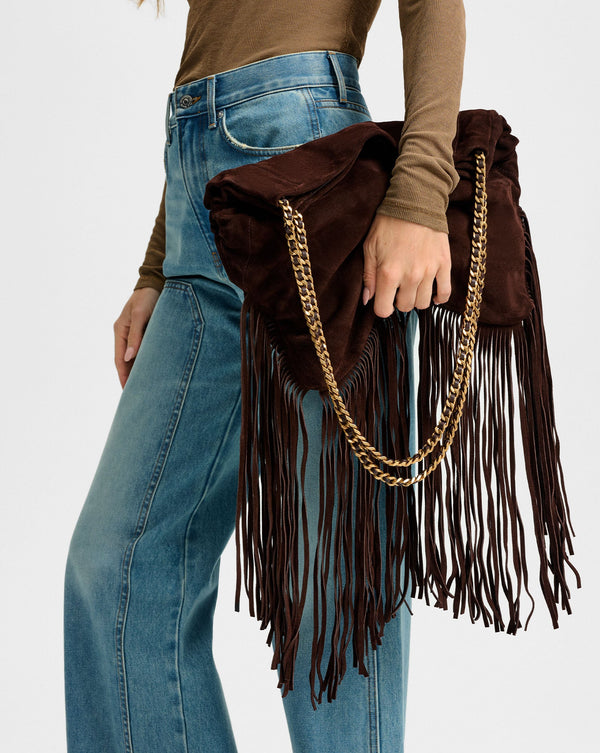 Large Fringe Veronica Beard Slouch Bag