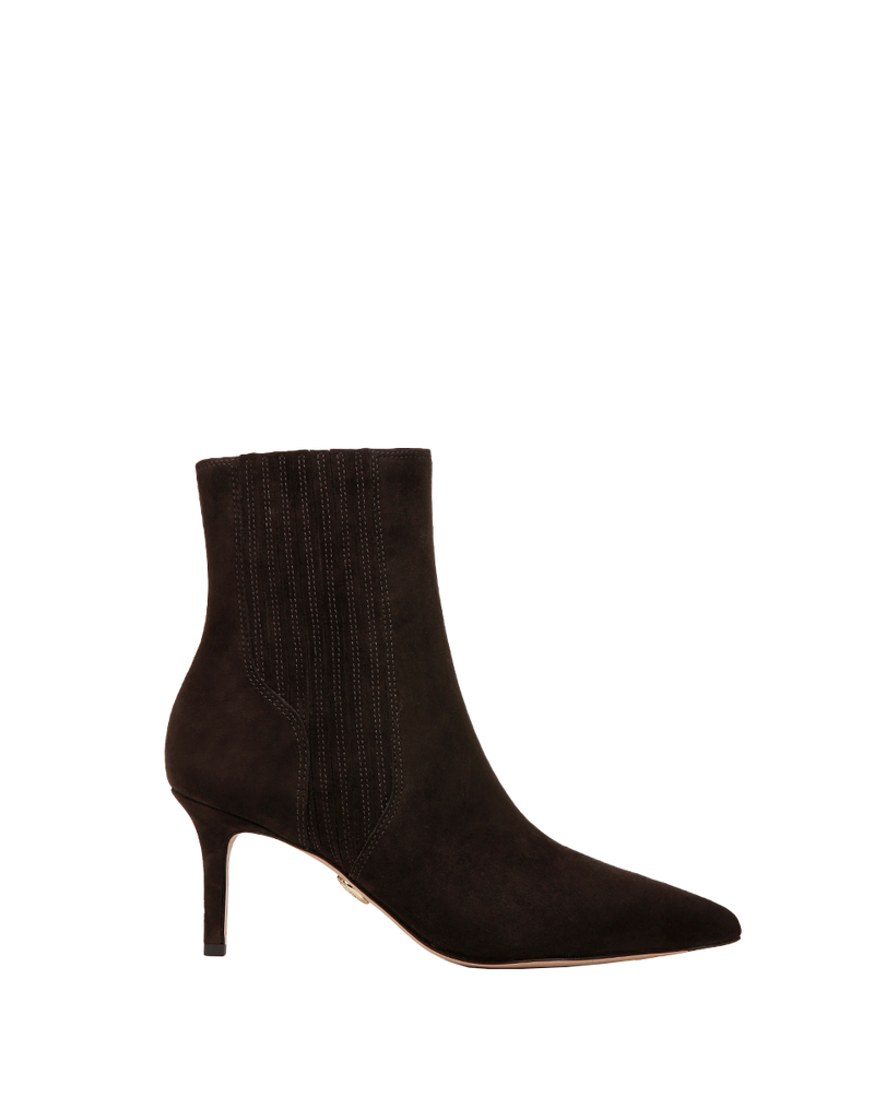 Lisa Suede Mid-Heel Bootie