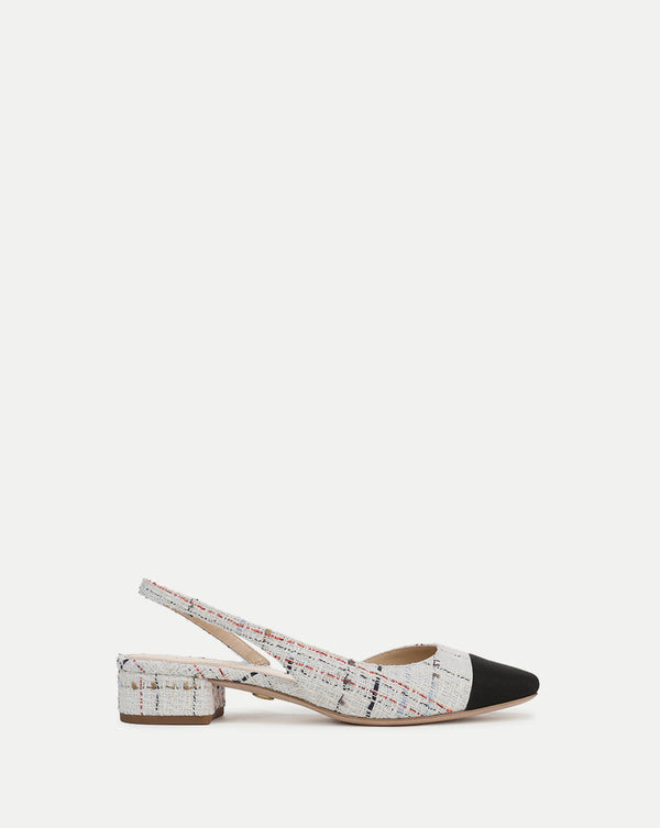 Cecile Tweed Cap-Toe Slingback