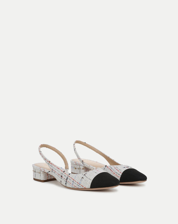 Cecile Tweed Cap-Toe Slingback