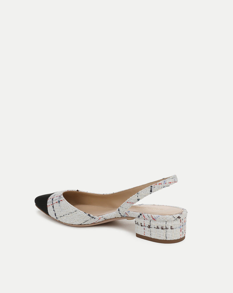 Cecile Tweed Cap-Toe Slingback