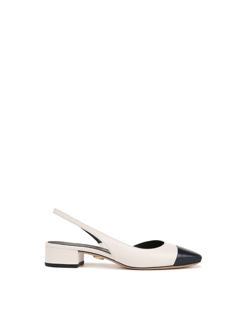 Cecile Leather Cap-Toe Slingback