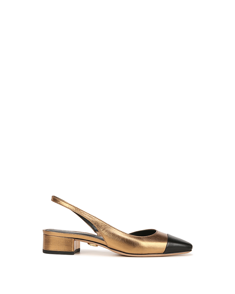 Cecile Leather Cap-Toe Slingback