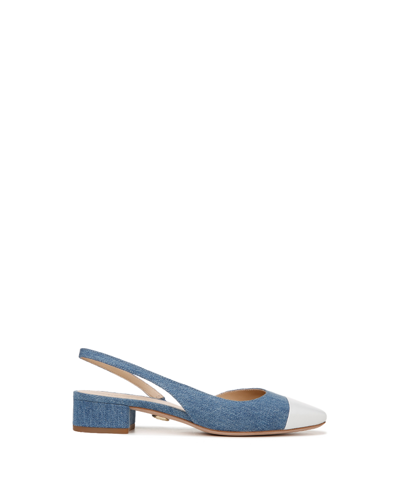Cecile Denim Cap-Toe Slingback