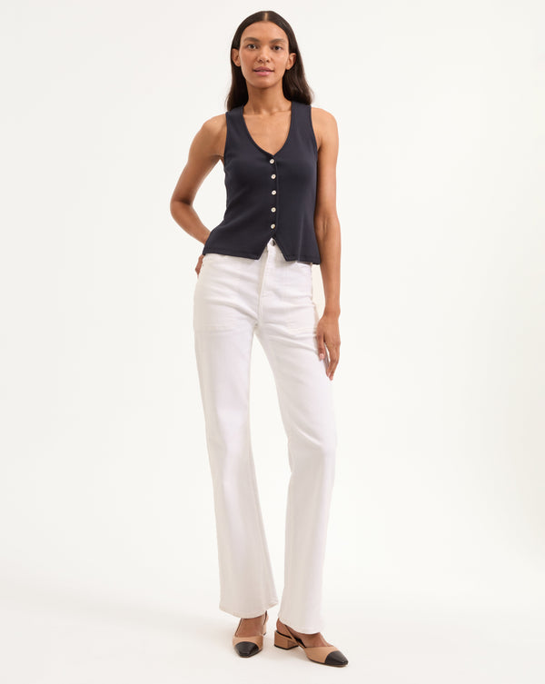 Hoorne Button-Down Tank Top