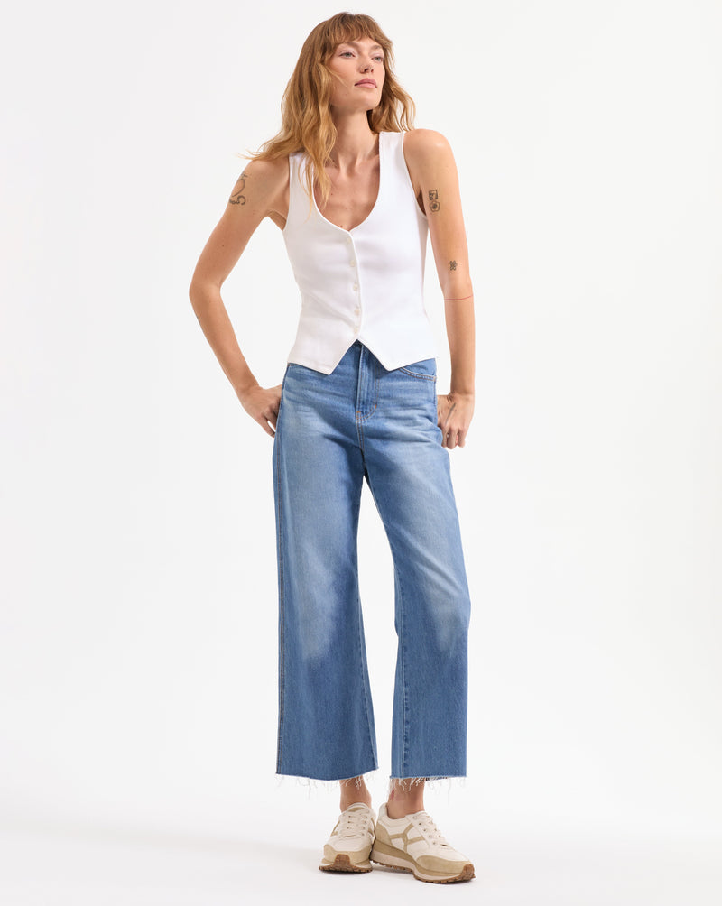 Hoorne Button-Down Tank Top