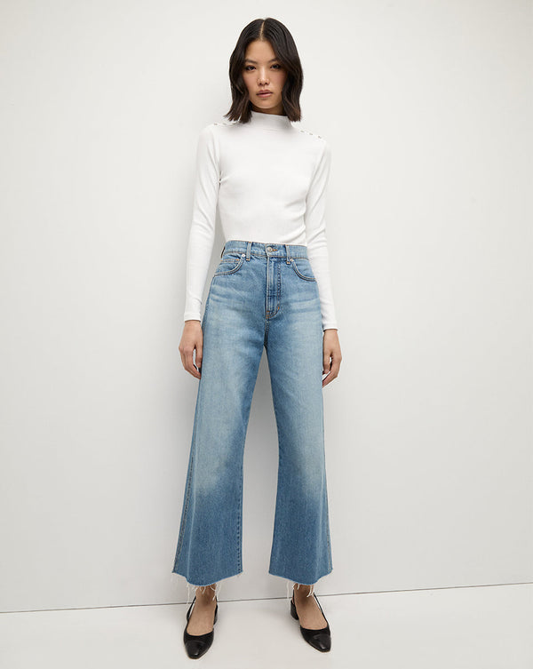 Nate Mock-Neck Top With Buttons