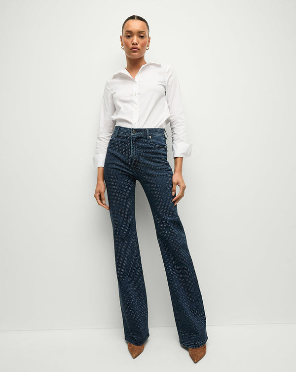 Crosbie Rhinestone Slim Wide-Leg Jean