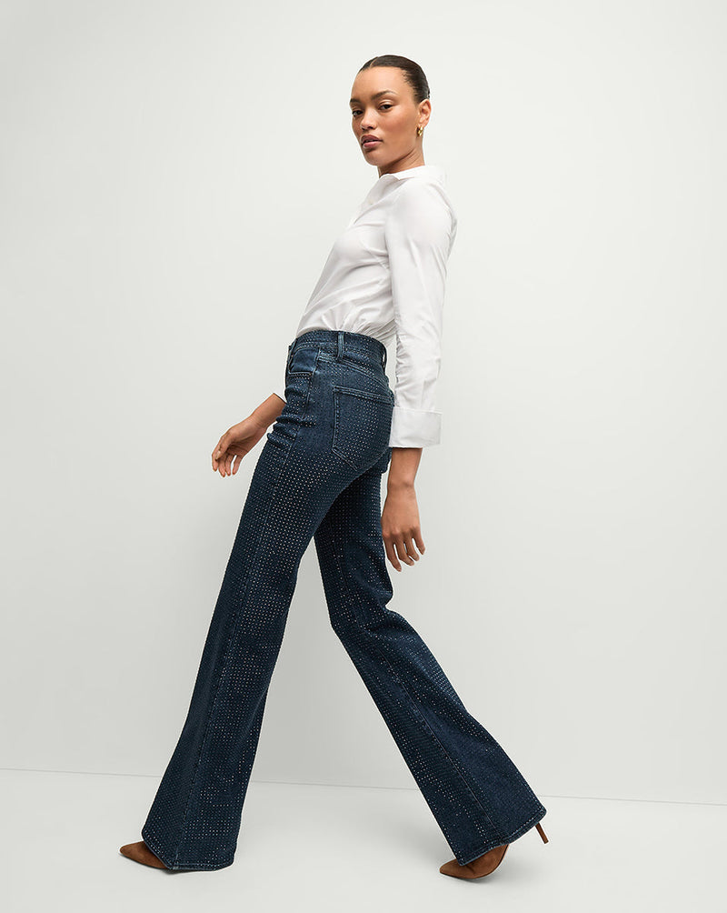 Crosbie Rhinestone Slim Wide-Leg Jean
