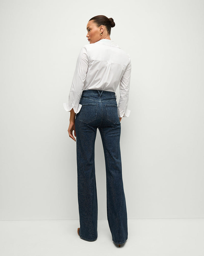 Crosbie Rhinestone Slim Wide-Leg Jean