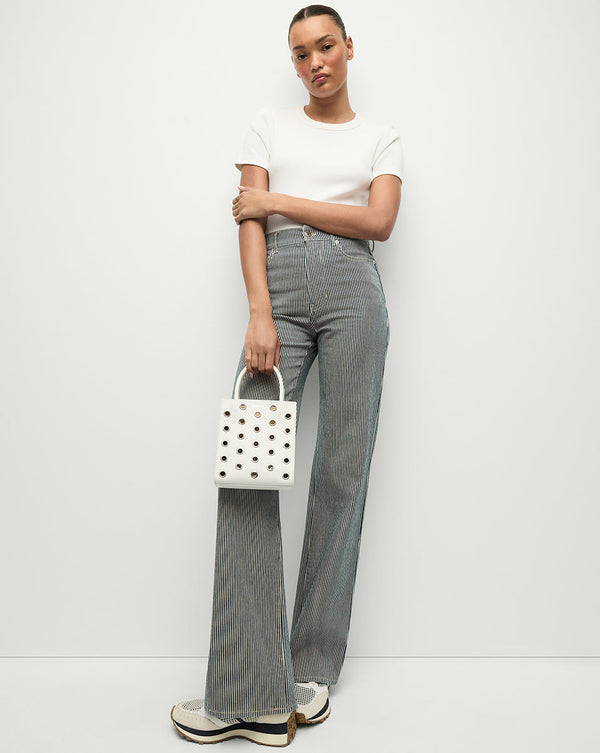 Crosbie Striped Slim Wide-Leg Jean