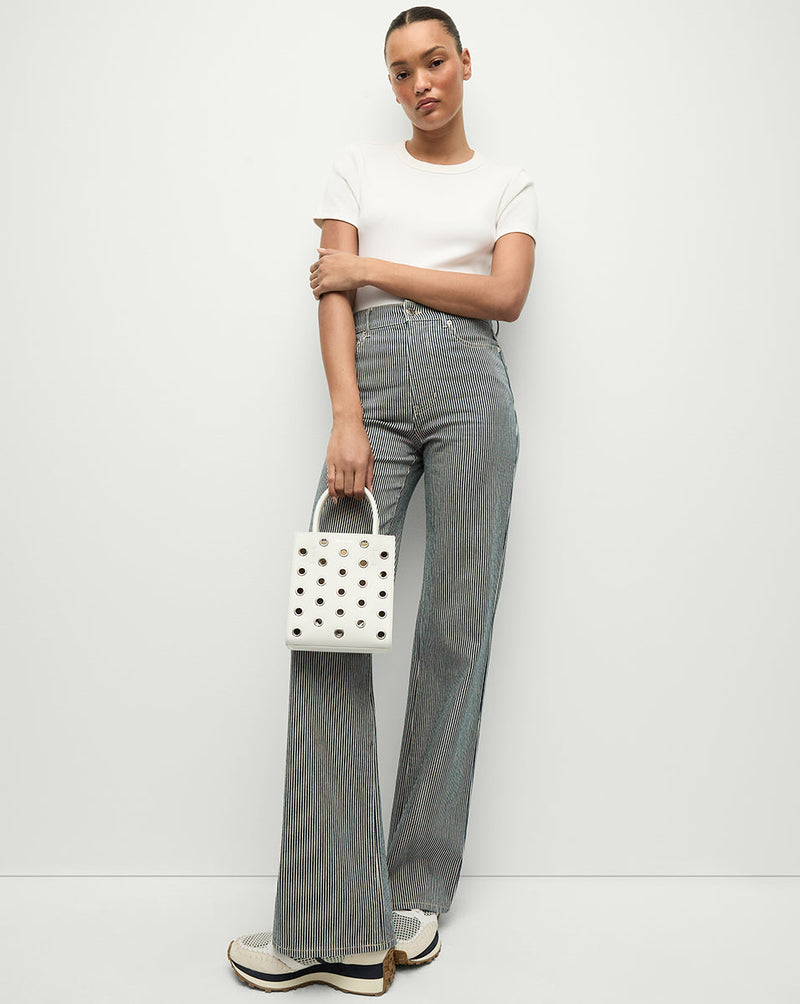 Crosbie Striped Slim Wide-Leg Jean
