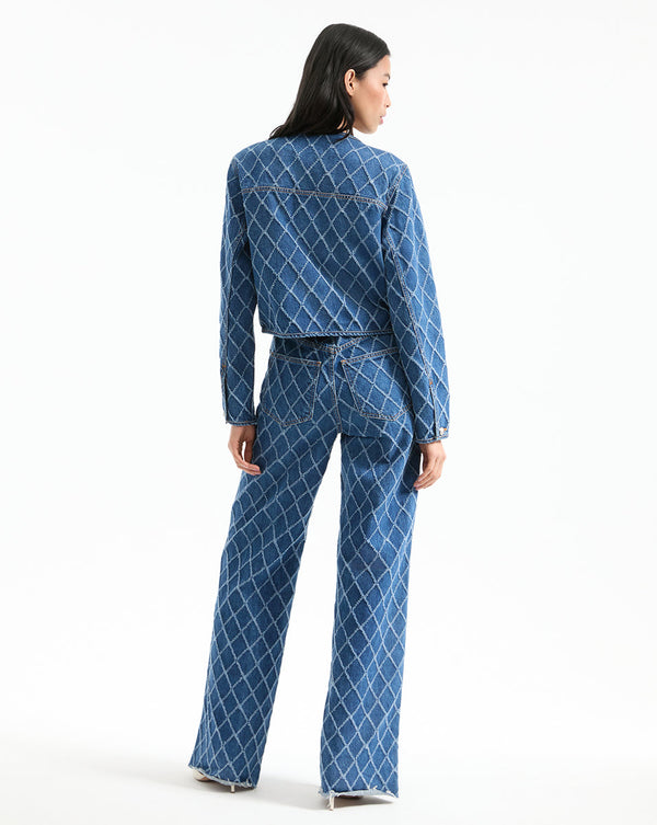 Nolita Diamond-Printed Denim Jacket
