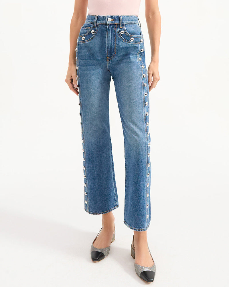 Dylan Studded Straight-Leg Jean