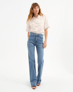 Crosbie Patch-Pocket Slim Wide-Leg Jean
