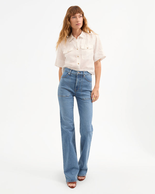 Crosbie Patch-Pocket Slim Wide-Leg Jean