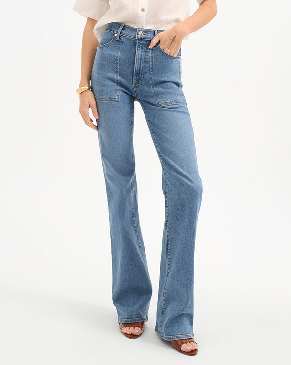 Crosbie Patch-Pocket Slim Wide-Leg Jean