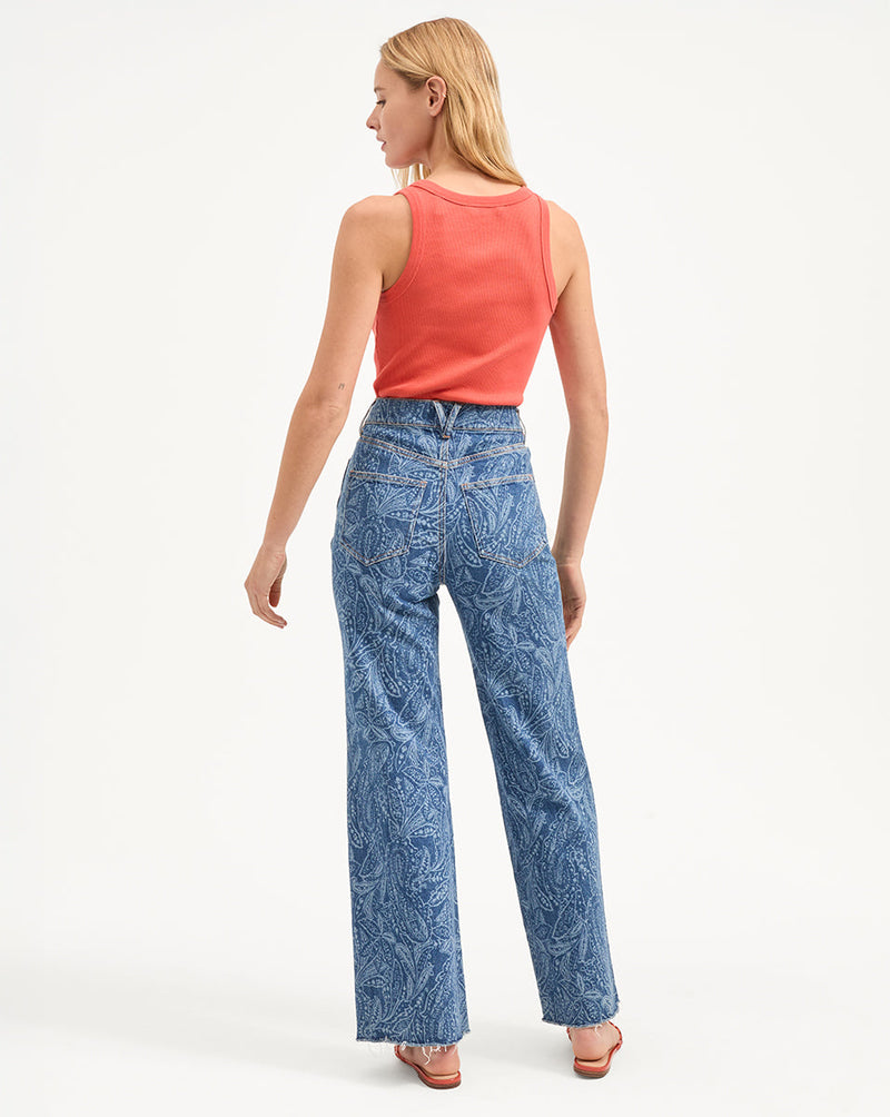 Taylor Paisley Printed Wide-Leg Jean