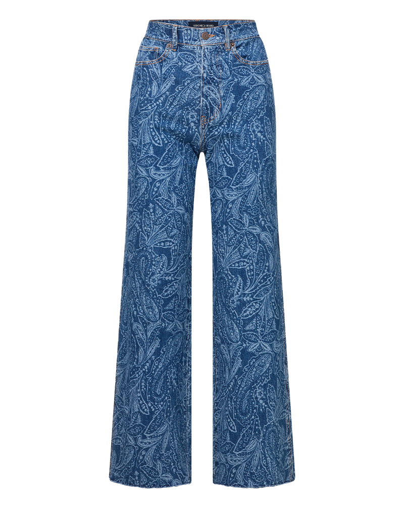 Taylor Paisley Printed Wide-Leg Jean