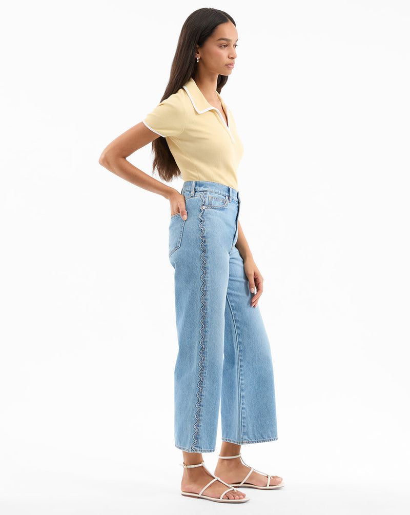 Taylor Scalloped Wide-Leg Jean