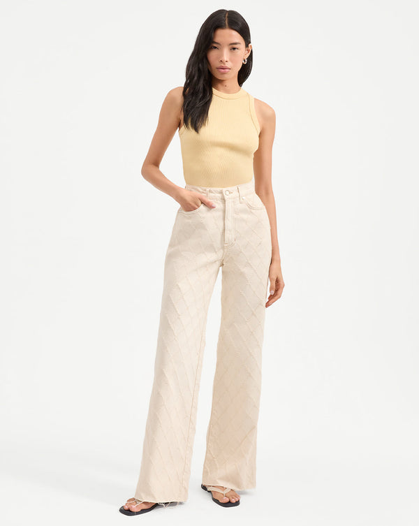 Taylor Diamond-Printed Wide-Leg Jean