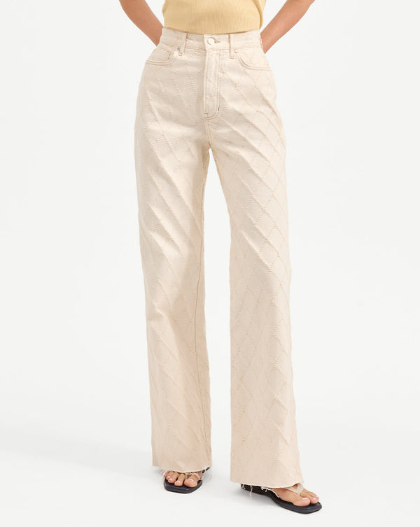 Taylor Diamond-Printed Wide-Leg Jean