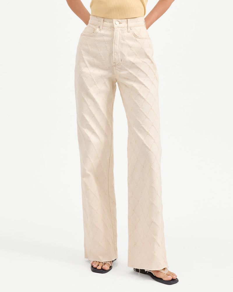 Taylor Diamond-Printed Wide-Leg Jean