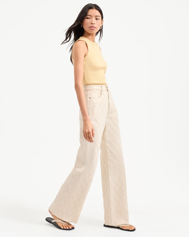 Taylor Diamond-Printed Wide-Leg Jean