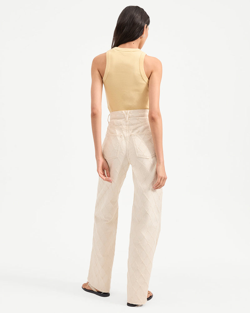 Taylor Diamond-Printed Wide-Leg Jean