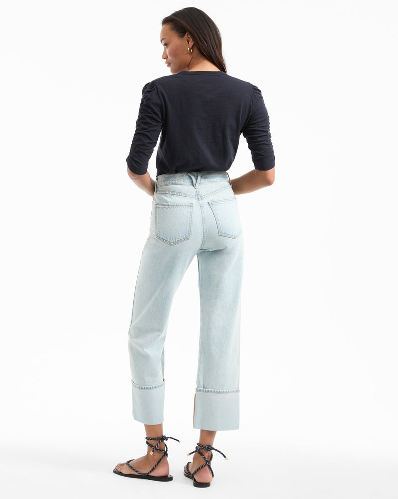 Waldorf Ruched-Sleeve Slub T-Shirt