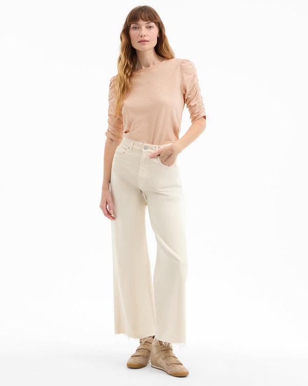 Waldorf Ruched-Sleeve Slub T-Shirt