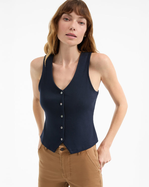 Hoorne Button-Down Tank Top