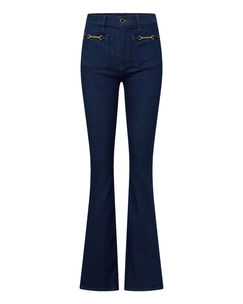 Beverly Chain-Pocket Skinny-Flare Jean