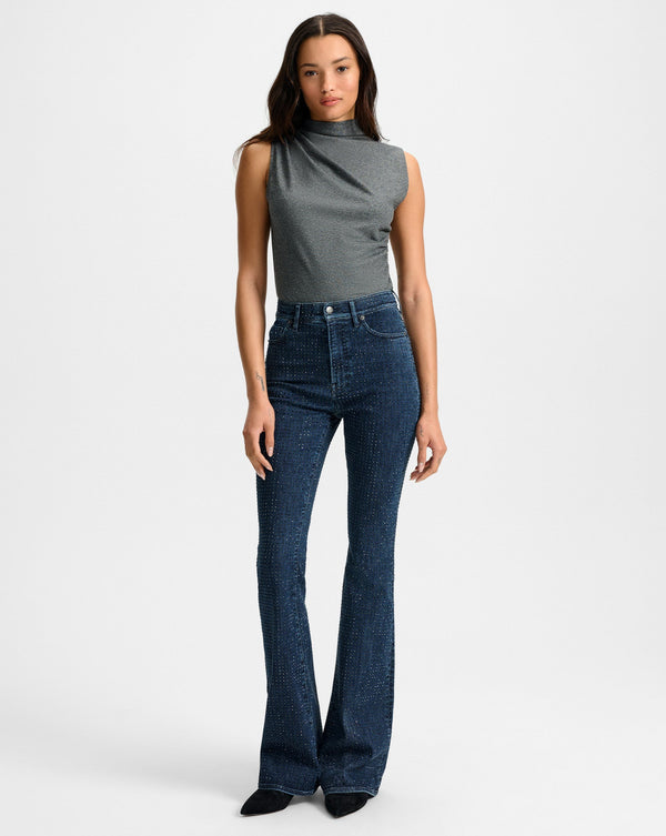 Beverly Rhinestone Skinny-Flare Jean