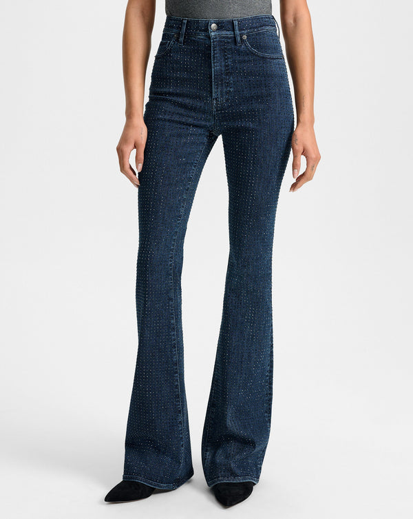 Beverly Rhinestone Skinny-Flare Jean
