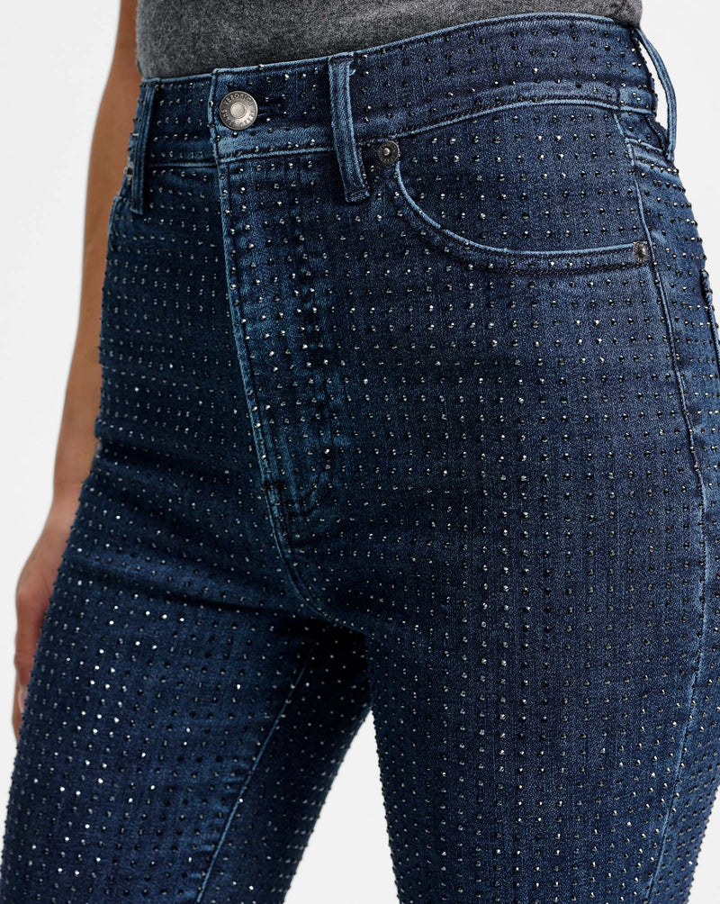 Beverly Rhinestone Skinny-Flare Jean