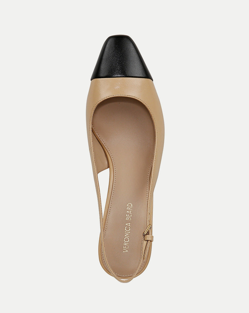 Cecile Leather Cap-Toe Slingback Pump