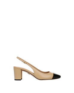 Cecile Leather Cap-Toe Slingback Pump