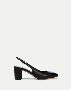 Cecile Leather Cap-Toe Slingback Pump