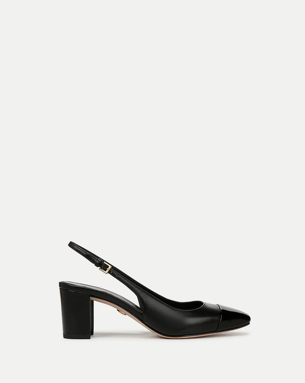 Cecile Leather Cap-Toe Slingback Pump