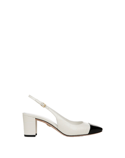 Cecile Croc-Embossed Cap-Toe Slingback Pump