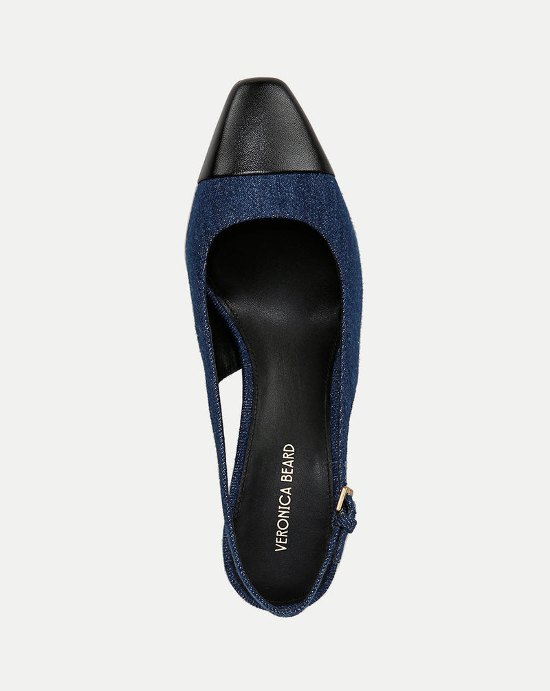 Cecile Denim Cap-Toe Slingback Pump
